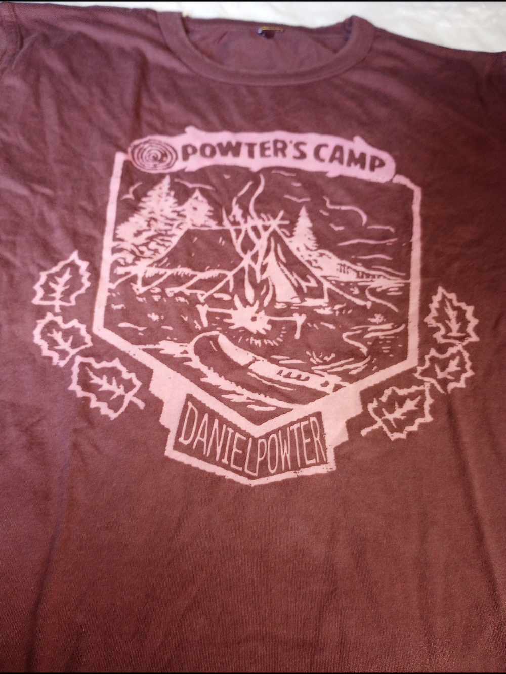 Powter's Camp Daniel Powter Graphic Tee - Mauve and Light Pink Size Large